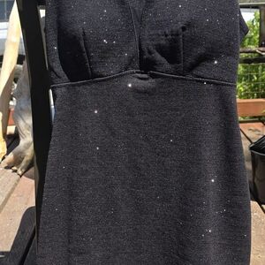 Sequin Hearts Elegant Black Sparkle Dress (D-003)